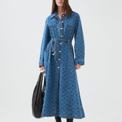 Aje. Check Denim Midi Dress