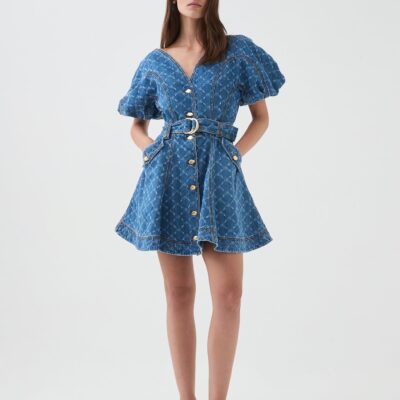 Aje. Check Denim Mini Dress