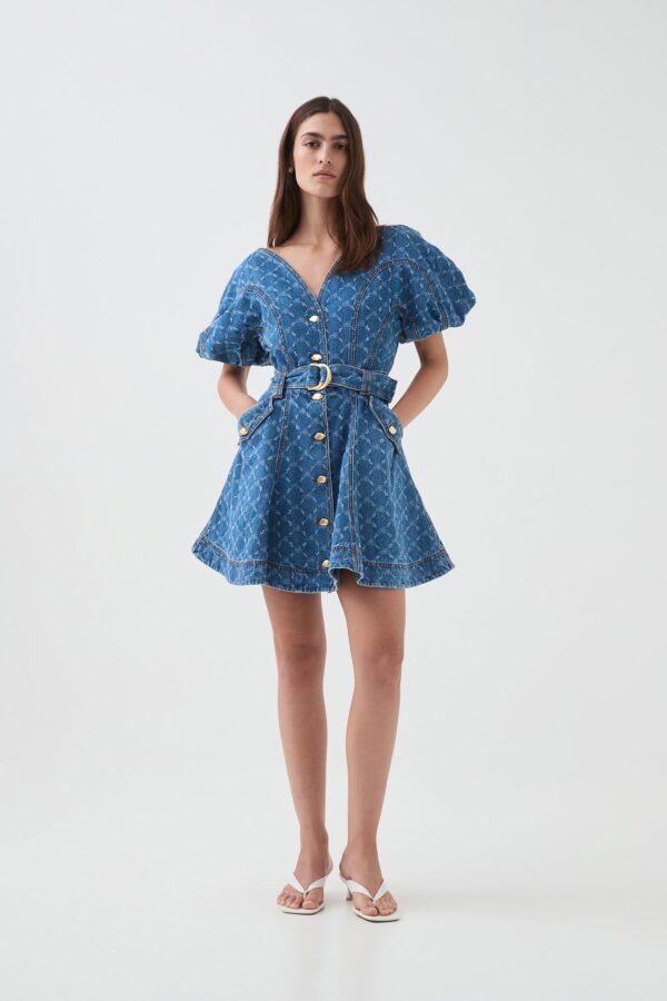 Aje. Check Denim Mini Dress
