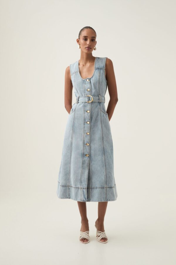 Aje. Aura Denim Midi Dress