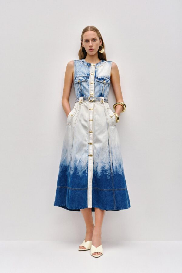 Aje. Tides Denim Midi Dress