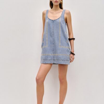 Aje. Lotus Denim Mini Dress