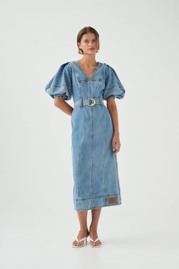 Aje. Juno Denim Midi Dress