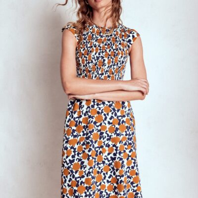 Boden Carolina Smocked Midi Dress