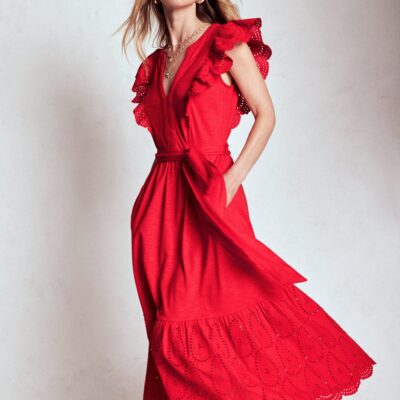 Boden Ruffle Detail Tier Midi Dress