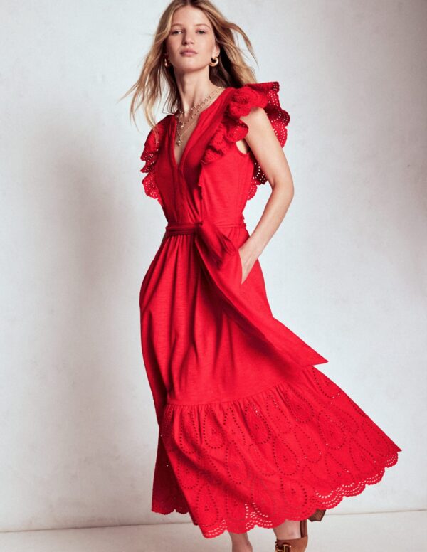 Boden Ruffle Detail Tier Midi Dress