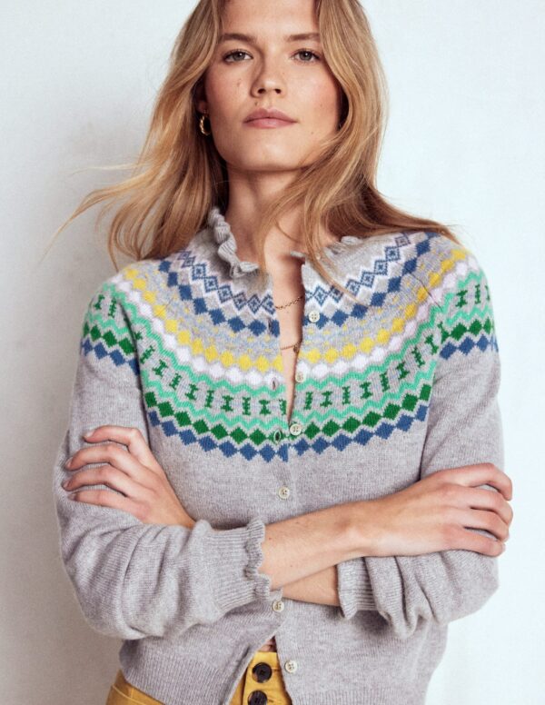 Boden Fae Fair Isle Frilled Cardigan