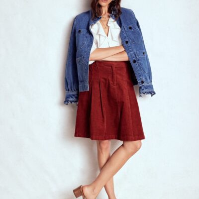 Boden Pleated Cord Skirt