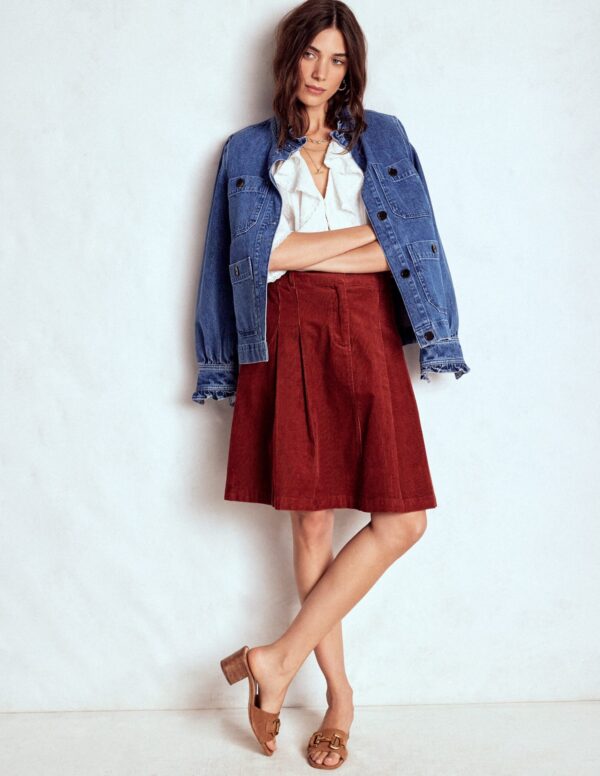 Boden Pleated Cord Skirt