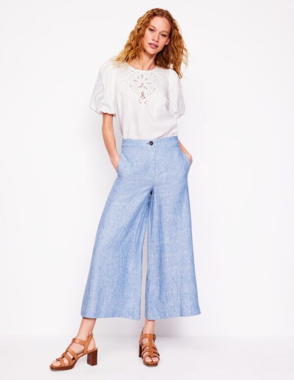 Boden Wide Crop Linen Trousers