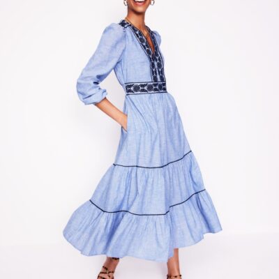 Boden Violet Linen Blend Midi Dress
