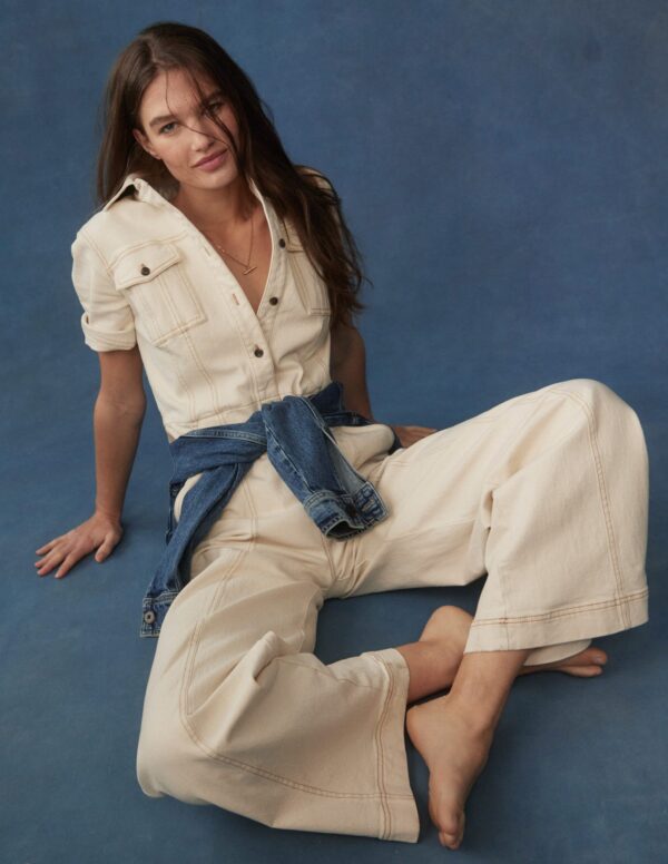 Boden Short Sleeve Denim Jumpsuit