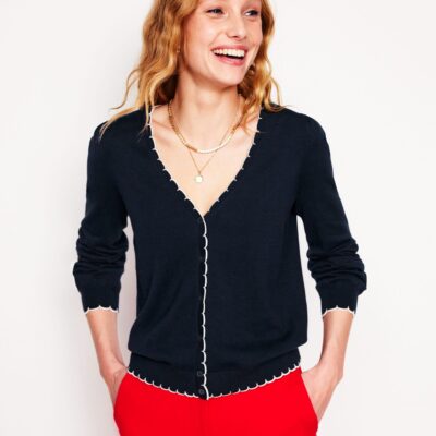 Boden Pru Scallop Trim Cardigan