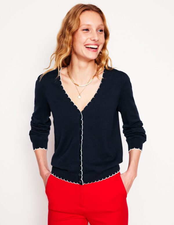 Boden Pru Scallop Trim Cardigan