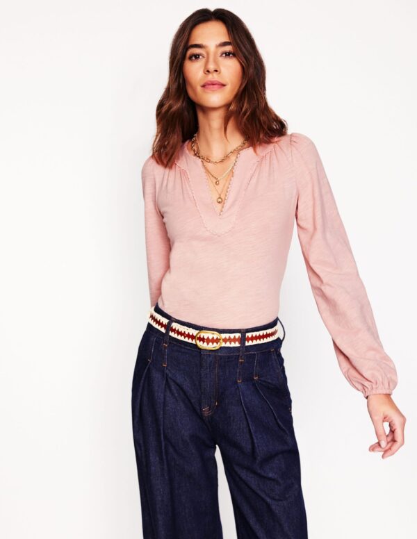 Boden Ava Long Sleeve Trim Top