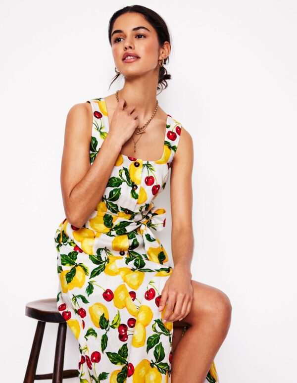Boden Square Neck Linen Midi Dress