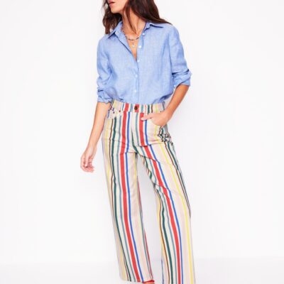 Boden High Rise Stripe Crop Jeans
