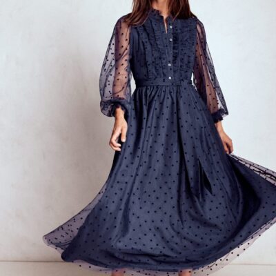 Boden Tulle Ruffle Maxi Dress