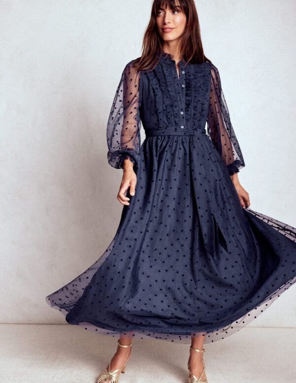 Boden Tulle Ruffle Maxi Dress
