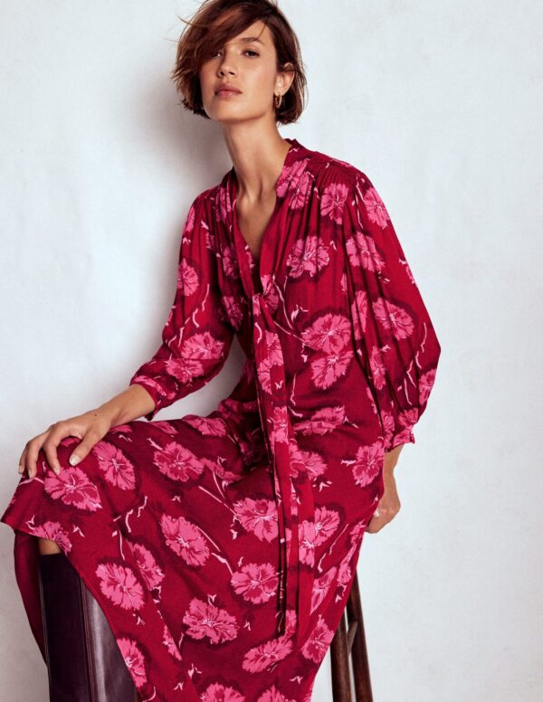 Boden Brooke Tie Neck Tea Dress