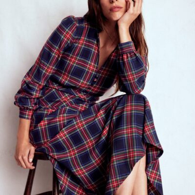 Boden Cassie Check Tea Dress