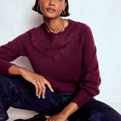 Boden Fluffy Embroidered Jumper
