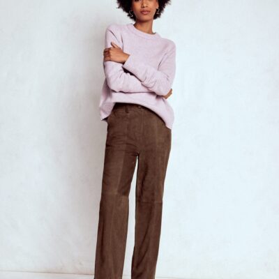 Boden Suede Straight Leg Trousers