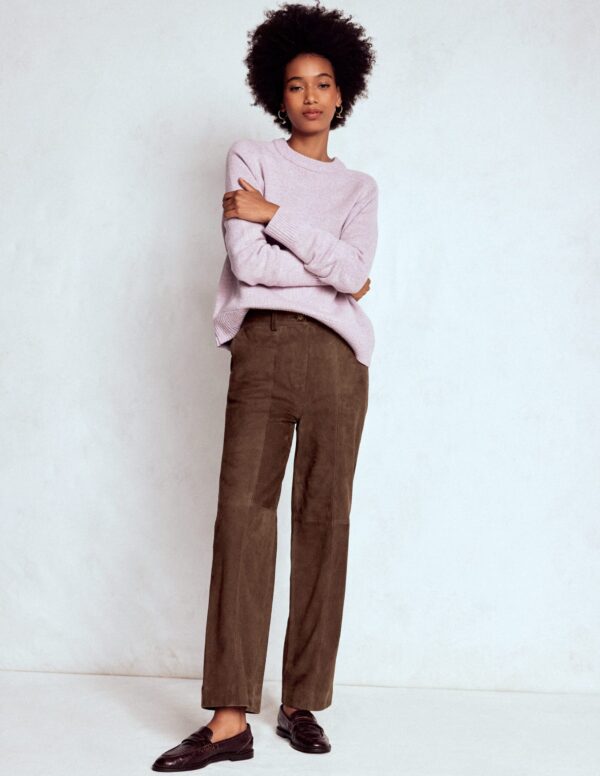 Boden Suede Straight Leg Trousers