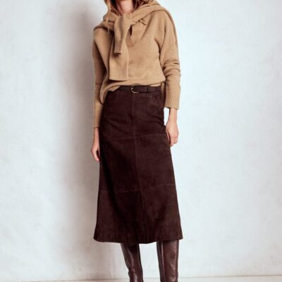 Boden Suede Midi Skirt