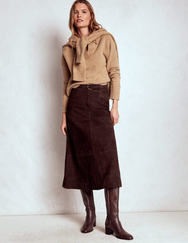 Boden Suede Midi Skirt