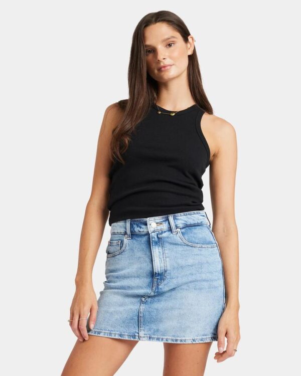 Roxy Rain Beau Blue Denim Mini Skirt