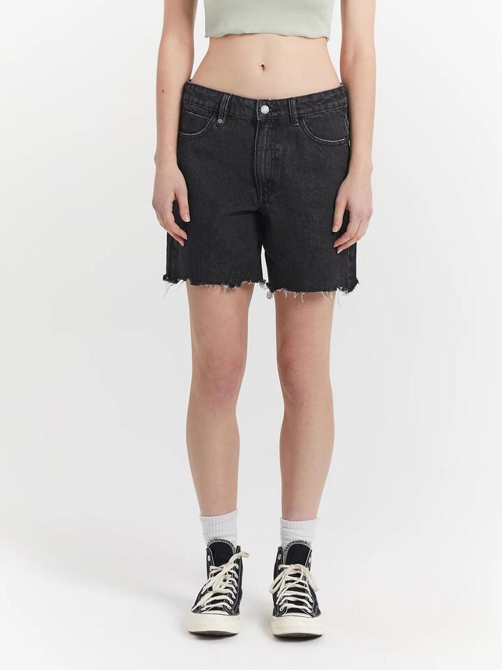 Thrills Billie Low Shorts Size AU 10 / W 28" Smoke Black - Miss Nelly