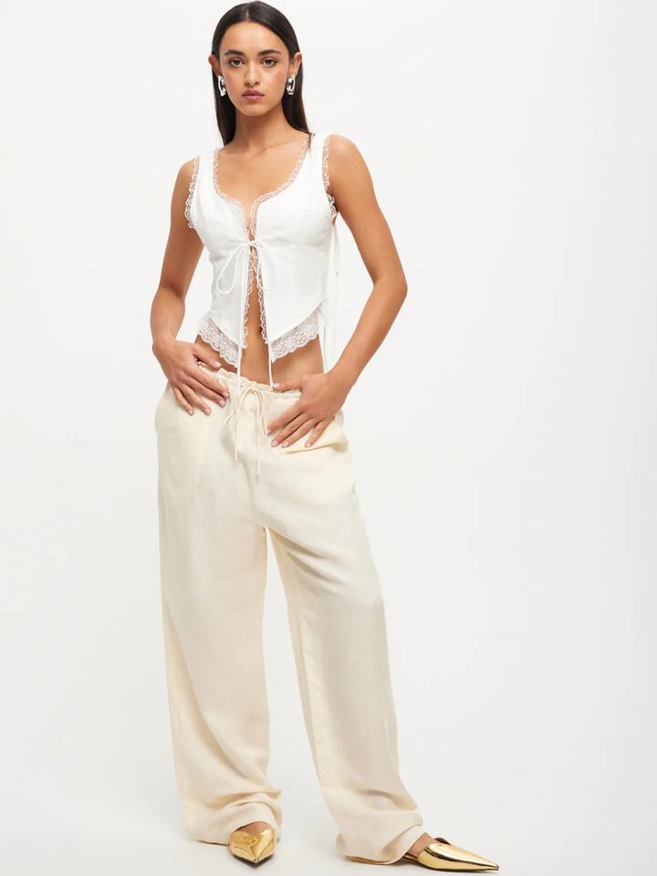 Lioness La Palma Low-Rise Baggy Pants Size XL Off White - Miss Nelly