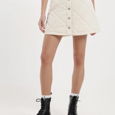 Beyond Her Zara Quilted Skirt Size 10 Off White