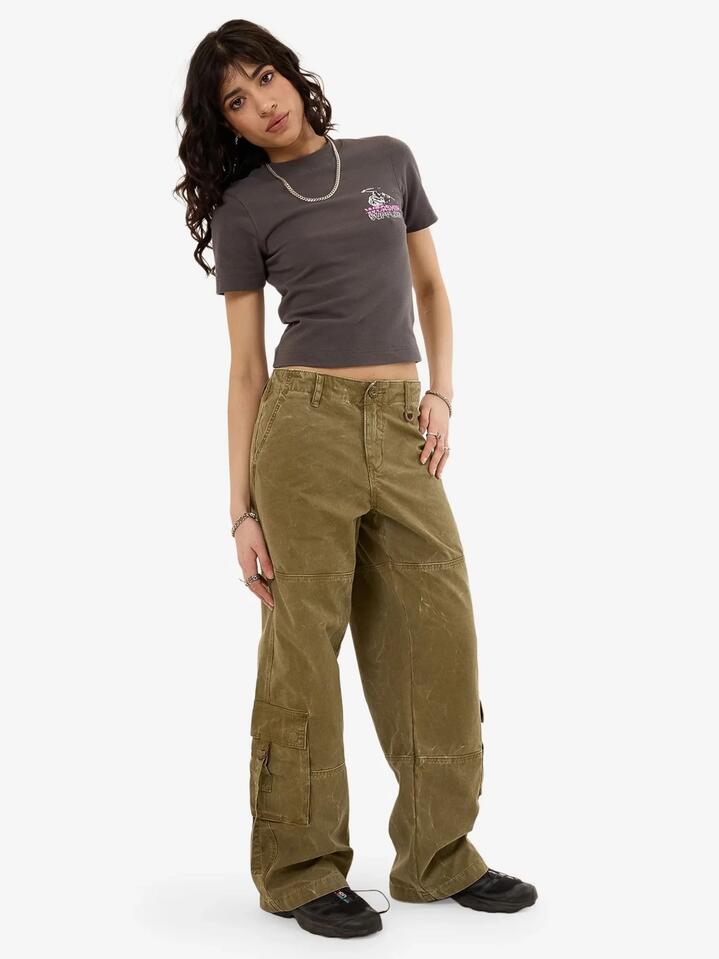 Worship Service Cargo Pant Size AU 10 Khaki Oil Wash - Miss Nelly
