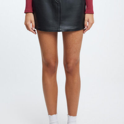 Ode Magda Leather Mini Skirt Onyx
