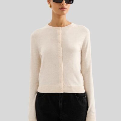Nude Lucy Rae Knit Cardigan Size XL Cream Marle