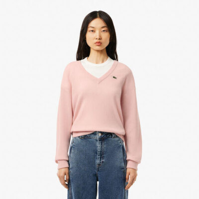 Lacoste Relaxed Fit Carded Wool Moss Stitch Sweater