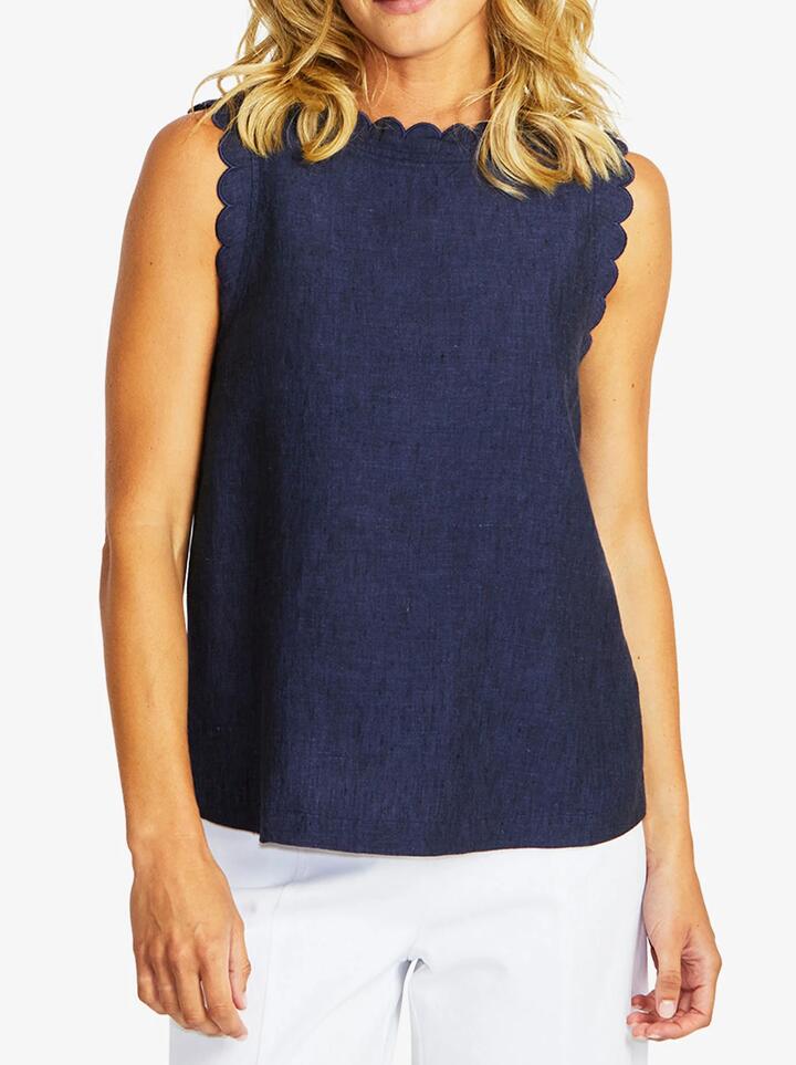Pingpong Lucy Linen Scollop Top - Miss Nelly