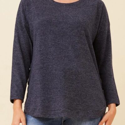 Caroline K Morgan Button Detail Curved Hem Top