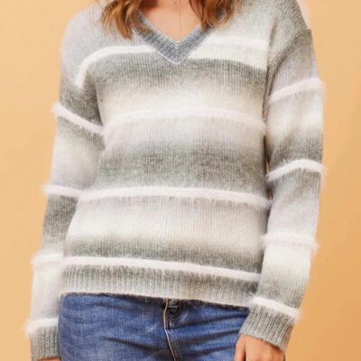 Caroline K Morgan Multi Yarn Stripe Knit