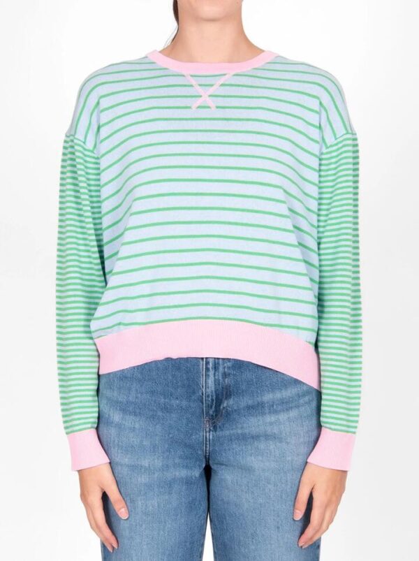 Bridge & Lord Curved Hem Striped Pullover