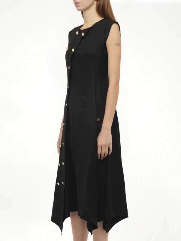 Loewe Gold Button Sleeveless Dress in Black - Image 2