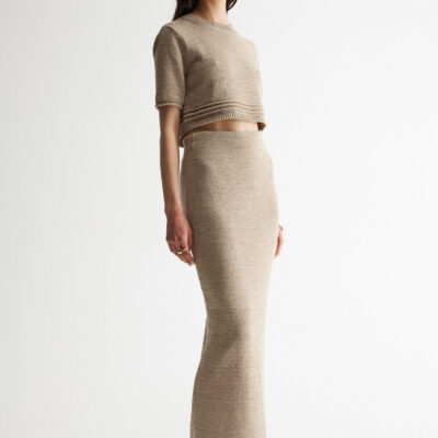 Elka Collective Arnu Knit Skirt Taupe