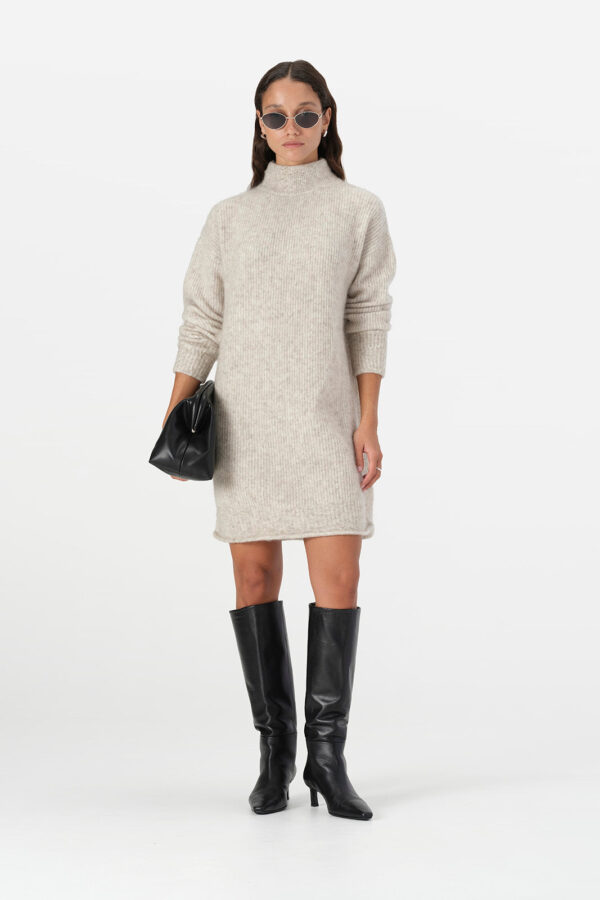 Elka Collective Asta Knit Dress White Marle