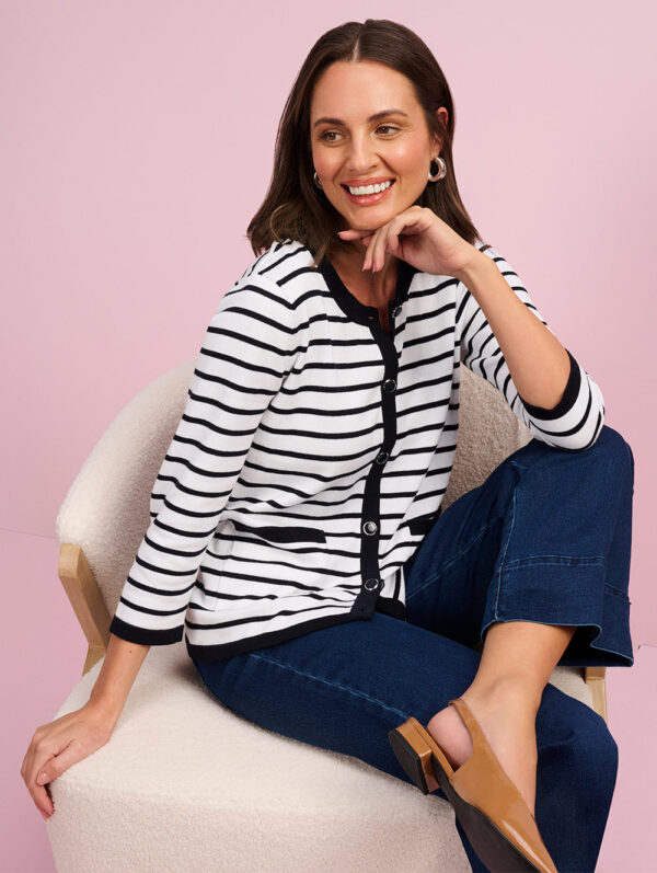 Black Pepper Kamiko 3/4 Sleeve Cardigan - Image 2