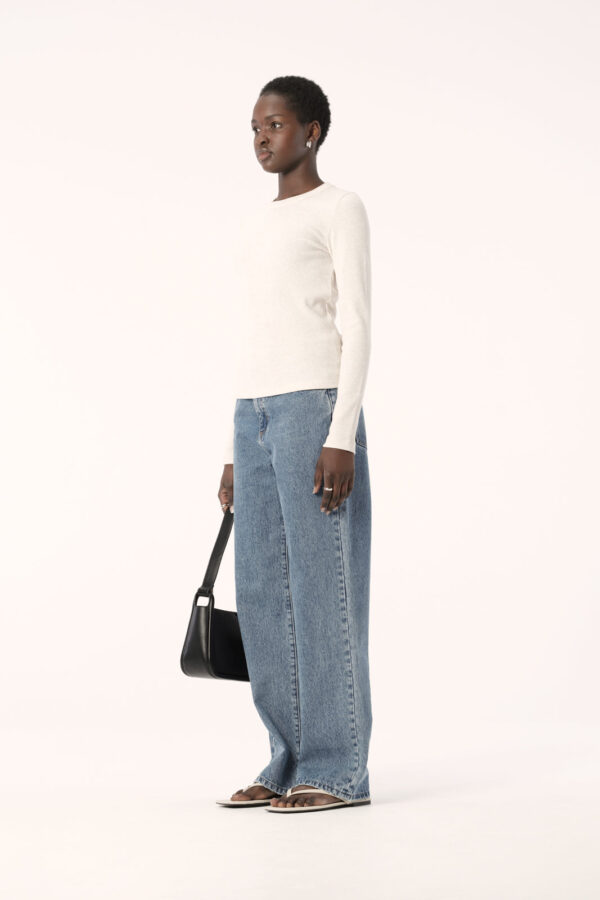 Elka Collective Nola Long Sleeve Top White Marle - Image 3
