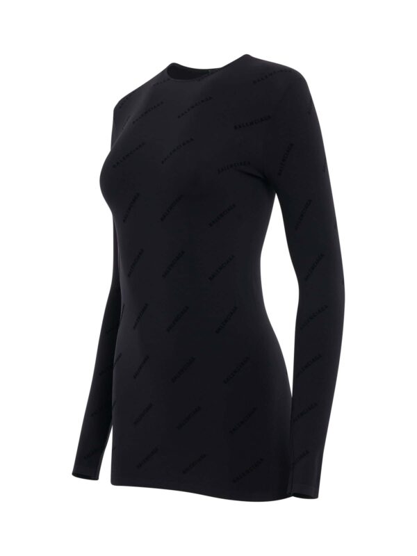 Balenciaga All Over Logo Flock Top in Black - Image 2