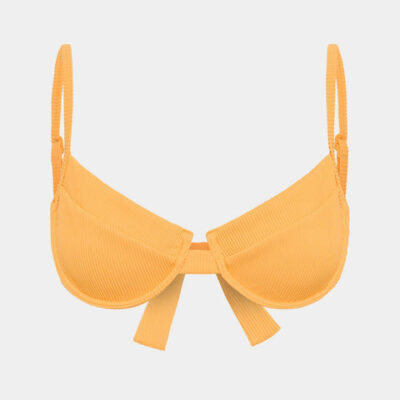 Subtitled Rib Underwire Tie Back Bikini Top