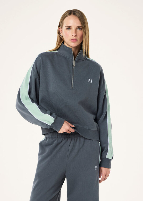 P.E Nation Global Align Zip Neck Sweat In Thunder